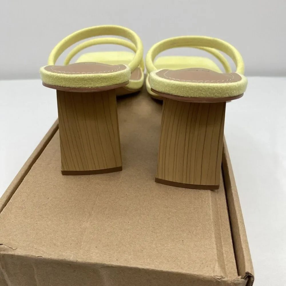 Journee Collection Womens Henrietta Square Toe Slide Sandals Shoes 9 Yellow